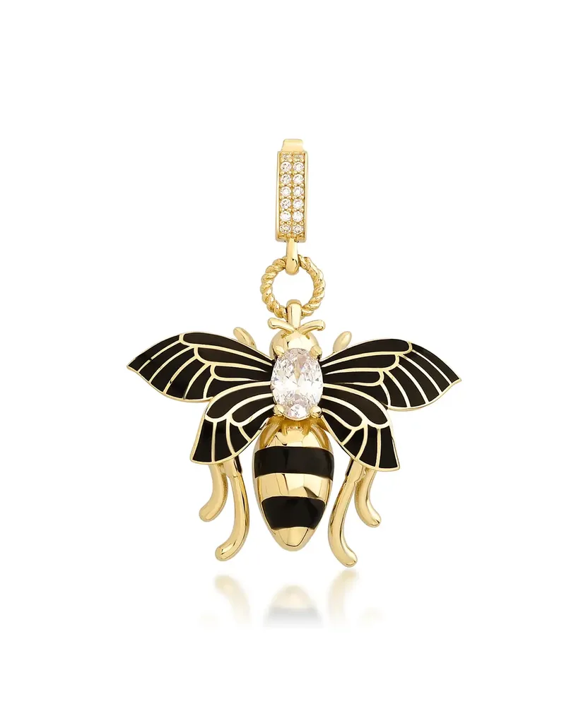 Bee Mine Altın Arı Beyaz Taşlı Kolye Ucu