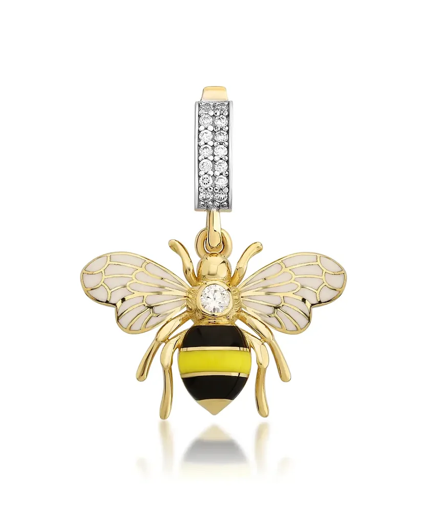 Bee Mine Altın Arı Beyaz Taşlı Kolye Ucu
