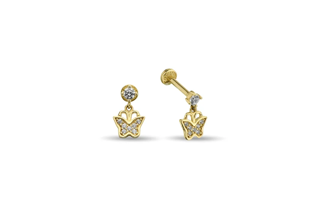 Taşlı Sallantılı Kelebek Altın Tragus Piercing