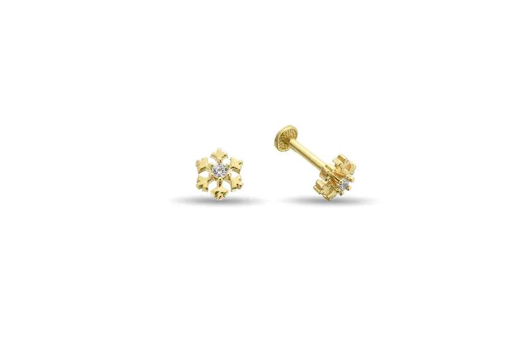 Taşlı Kar Tanesi Altın Tragus Piercing
