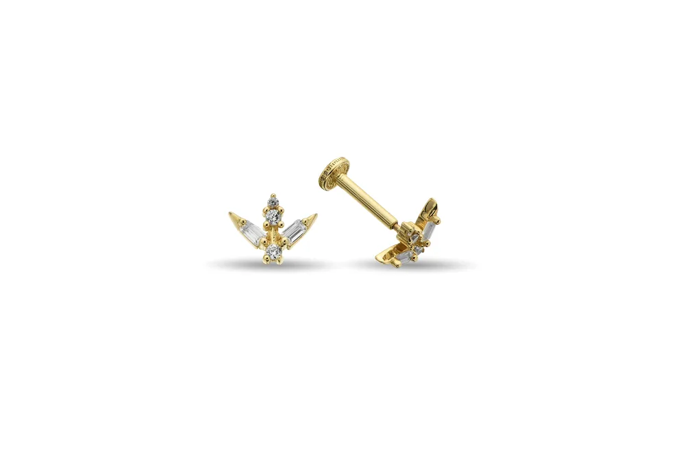 Baget Taşlı Altın Tragus Piercing