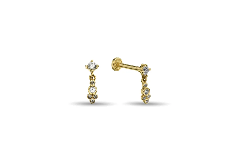 Taşlı Sallantılı Altın Tragus Piercing