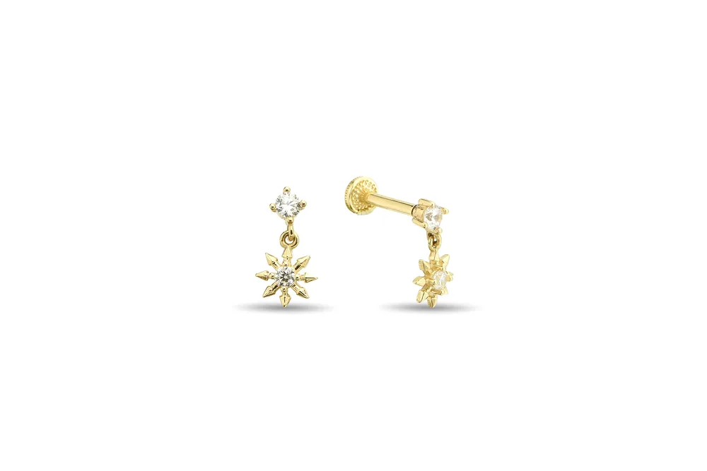 Taşlı Pusula Altın Tragus Piercing