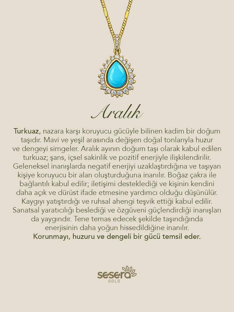 Doğum Taşı Aralık Ayı Turkuaz Kolye